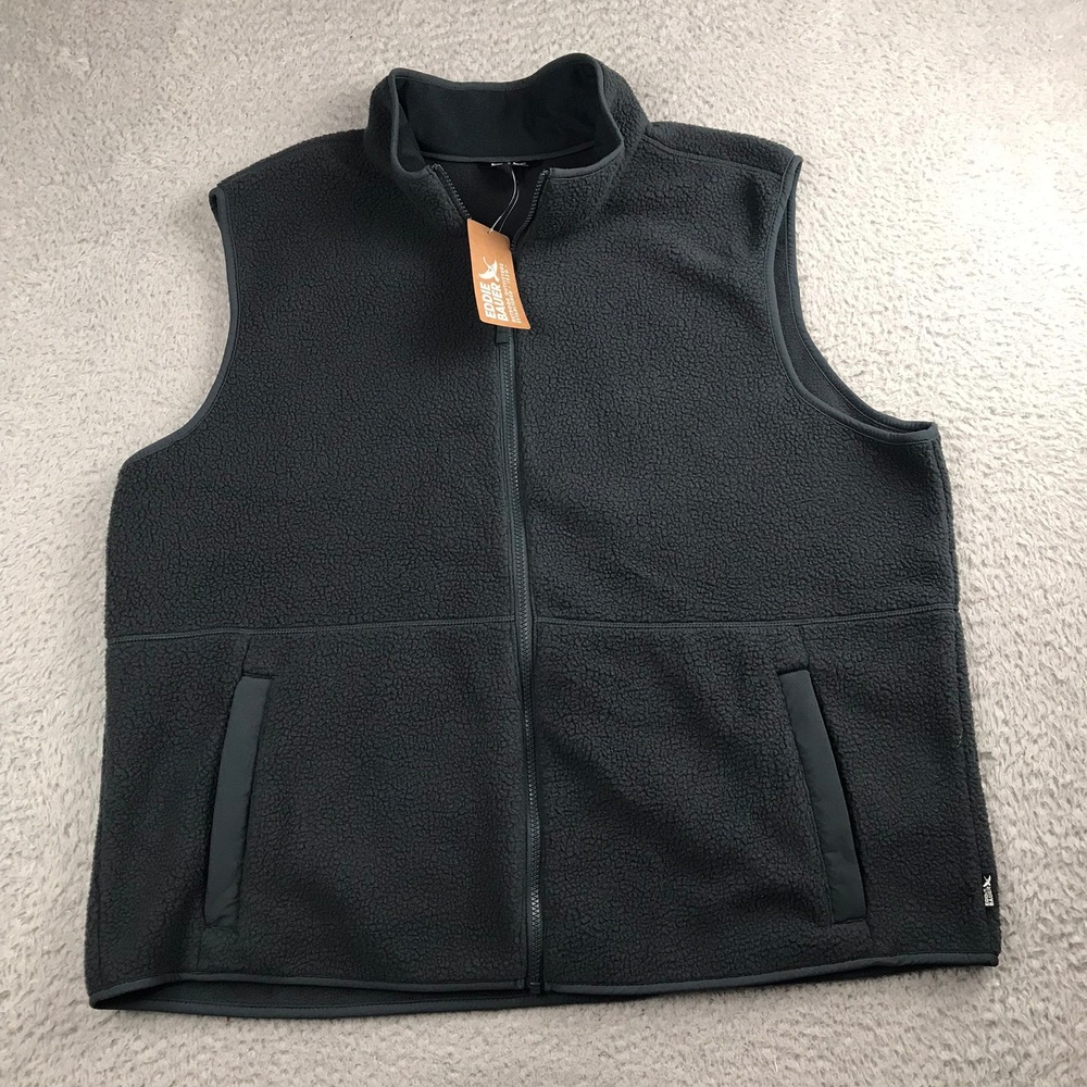 Eddie Bauer Quest 300 Fleece Vest Men XL Storm Grey Full Zip Sherpa NEW NWT